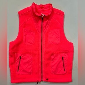 Free People Neon Pink Fleece Vest; NWOT; size S